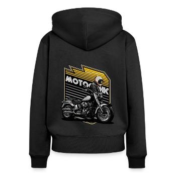 Motorcyclist. Motorcycle. Ride free. - Women's Premium Organic Zip Hoodie - black - Back - Julia (174cm)