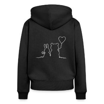 Süßes Hase - Bär Liebes Paar - Hasi Bärchen Bärli - Frauen Premium Bio Zip Hoodie - Schwarz - Hinten - Julia (174cm)