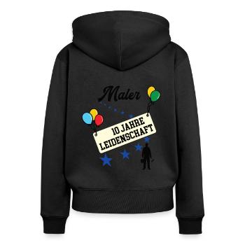 Maler Jubiläum 10 Jahre 10. jähriges bester 10th - Frauen Premium Bio Zip Hoodie - Schwarz - Hinten - Julia (174cm)