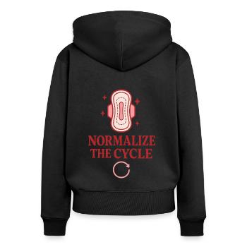 Menstruationsstolz Normalisieren Perioden - Frauen Premium Bio Zip Hoodie - Schwarz - Hinten - Julia (174cm)