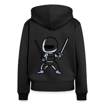 Double épée Ninja - Sweat à capuche zippé Premium bio Femme - noir - Dos - Julia (174cm)