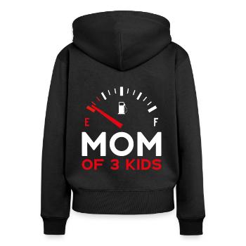 MOM OF 3 KIDS MAMA DREI KINDER - Frauen Premium Bio Zip Hoodie - Schwarz - Hinten - Julia (174cm)