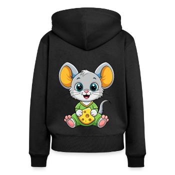 Cheese Loving Mouse - Women's Premium Organic Zip Hoodie - black - Back - Julia (174cm)