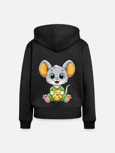Käse liebende Maus - Frauen Premium Bio Zip Hoodie - Schwarz