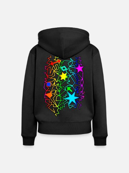 bunte grafische Objekte - Frauen Premium Bio Zip Hoodie - Schwarz