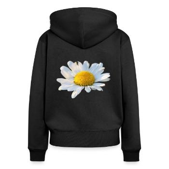 Margeriten Margerite weiße Blume Gänseblume - Frauen Premium Bio Zip Hoodie - Schwarz - Hinten - Julia (174cm)