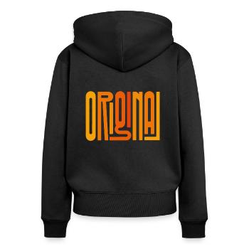 Original - Frauen Premium Bio Zip Hoodie - Schwarz - Hinten - Julia (174cm)