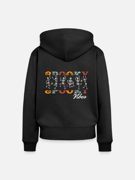 HALLOWEEN-GRUSELIGE VIBES - Frauen Premium Bio Zip Hoodie - Schwarz