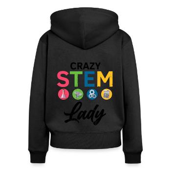 Professorin Steminist Designs für Equality Stem - Frauen Premium Bio Zip Hoodie - Schwarz - Hinten - Julia (174cm)