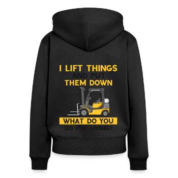 Warehouse drivers and warehouse workers for forklifts - Women's Premium Organic Zip Hoodie - black - Back - Julia (174cm)