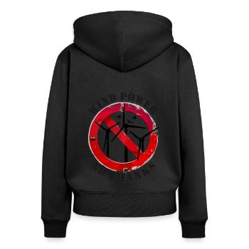 Wind Power No Thanks, No to Wind Energy - Women's Premium Organic Zip Hoodie - black - Back - Julia (174cm)