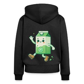 Cartoon Juice Box Character Design - Women's Premium Organic Zip Hoodie - black - Back - Julia (174cm)
