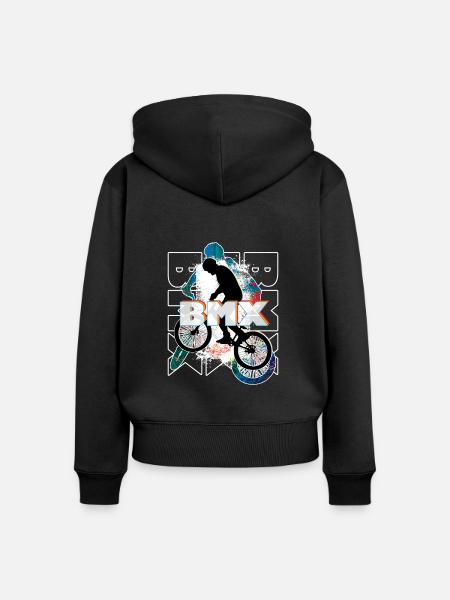 Bmx - Frauen Premium Bio Zip Hoodie - Schwarz