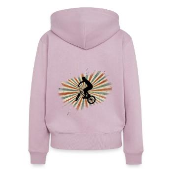 BMX - Sweat à capuche zippé Premium bio Femme - rose poudré - Dos - Julia (174cm)