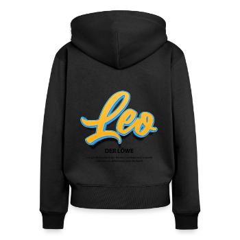 Leo in 3D mit Bedeutung - Frauen Premium Bio Zip Hoodie - Schwarz - Hinten - Julia (174cm)