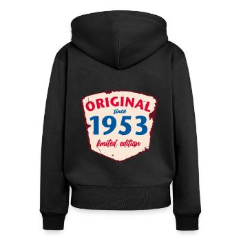 1953 Blechschild - limeted edition - Vintage - Frauen Premium Bio Zip Hoodie - Schwarz - Hinten - Julia (174cm)