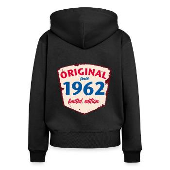 1962 Blechschild - limeted edition - Vintage - Frauen Premium Bio Zip Hoodie - Schwarz - Hinten - Julia (174cm)
