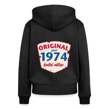 1974 Blechschild - limeted edition - Vintage - Frauen Premium Bio Zip Hoodie - Schwarz - Hinten - Julia (174cm)
