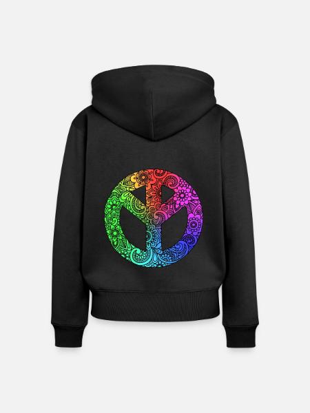 Frieden - buntes Friedenssymbol - Frauen Premium Bio Zip Hoodie - Schwarz