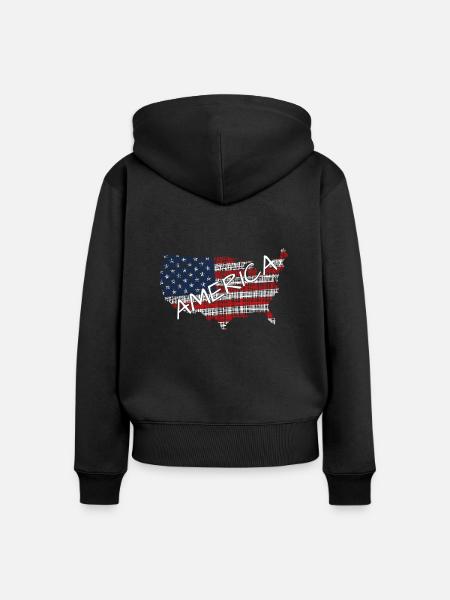 America USA - Frauen Premium Bio Zip Hoodie - Schwarz