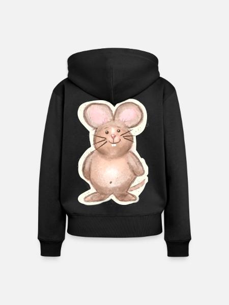 Maus - Frauen Premium Bio Zip Hoodie - Schwarz