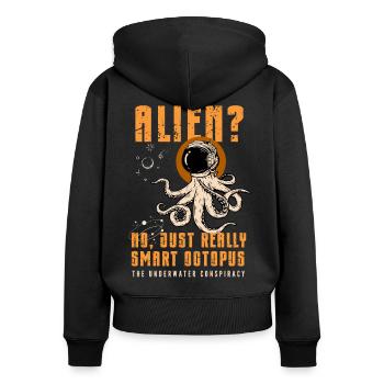 Außerirdischer? Nein, nur Smart Octopus - Frauen Premium Bio Zip Hoodie - Schwarz - Hinten - Julia (174cm)