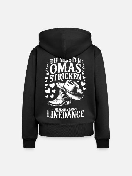 Oma tanzt Line Dance - Frauen Premium Bio Zip Hoodie - Schwarz