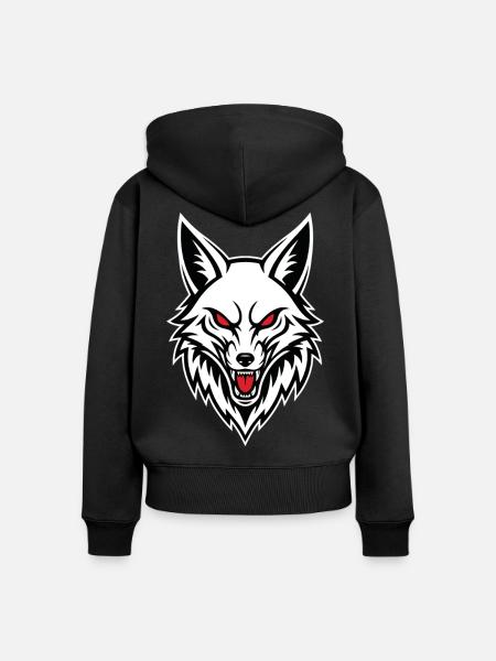 Wild Fox Maskottchen-Logo Sport-Gaming-Geschenk - Frauen Premium Bio Zip Hoodie - Schwarz