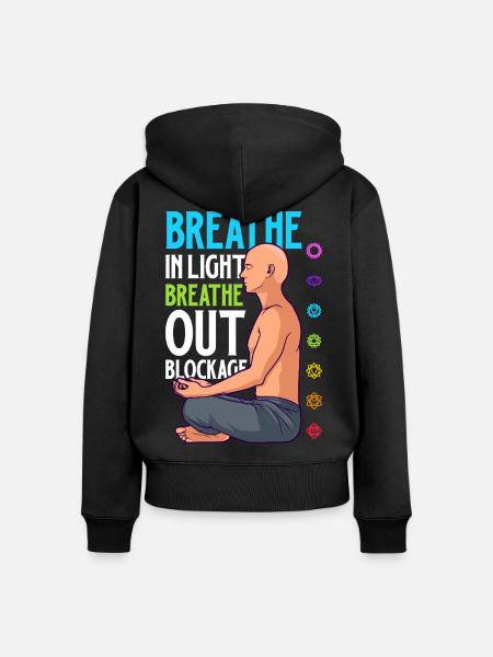 Chakra Atmung - Blockaden lösen - Frauen Premium Bio Zip Hoodie - Schwarz