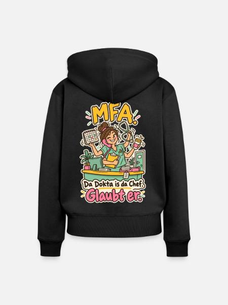 MFA Da Dokta is da Chef - Frauen Premium Bio Zip Hoodie - Schwarz