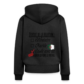 Algérien Football Couple Femme Cadeau Humour Girly - Sweat à capuche zippé Premium bio Femme - noir - Dos - Julia (174cm)
