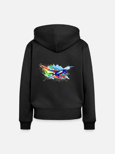 Kampfjet - Farbsplash - Frauen Premium Bio Zip Hoodie - Schwarz