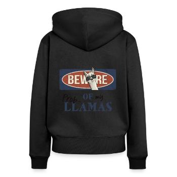 Méfiez-vous de mes prob-lamas ! Avertissement de lama hipster - Sweat à capuche zippé Premium bio Femme - noir - Dos - Julia (174cm)