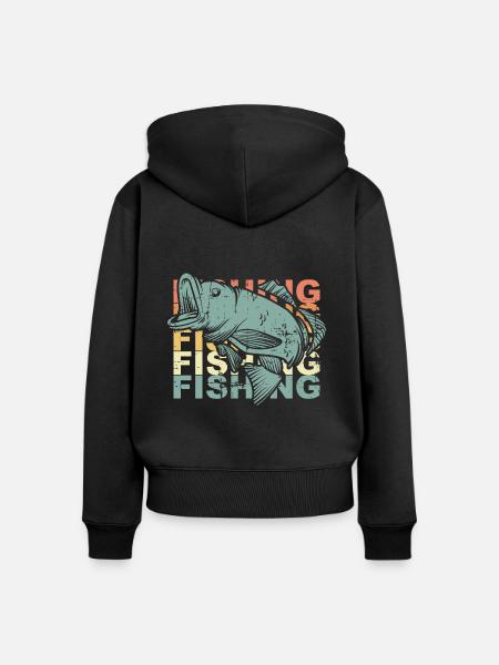Angler Angeln - Frauen Premium Bio Zip Hoodie - Schwarz