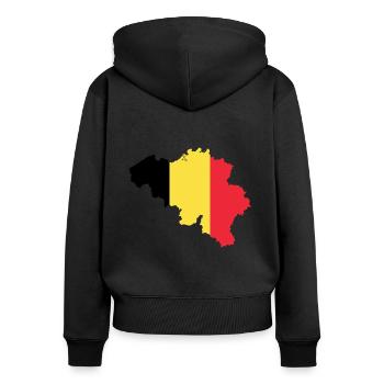 Belgique belgique drapeau pays d'origine - Sweat à capuche zippé Premium bio Femme - noir - Dos - Julia (174cm)