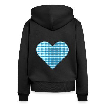 Bayrisches Herz als Patches - Frauen Premium Bio Zip Hoodie - Schwarz - Hinten - Julia (174cm)