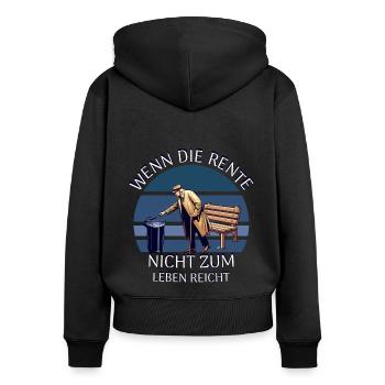 Retraité - Sweat à capuche zippé Premium bio Femme - noir - Dos - Julia (174cm)