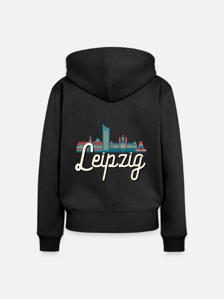 Leipzig - Frauen Premium Bio Zip Hoodie - Schwarz