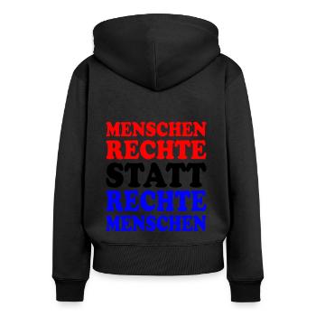 menschenrechte statt rechte menschen - Frauen Premium Bio Zip Hoodie - Schwarz - Hinten - Julia (174cm)