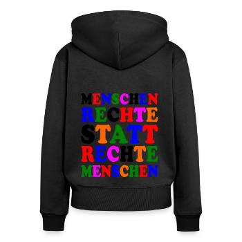 menschenrechte statt rechte menschen - Frauen Premium Bio Zip Hoodie - Schwarz - Hinten - Julia (174cm)