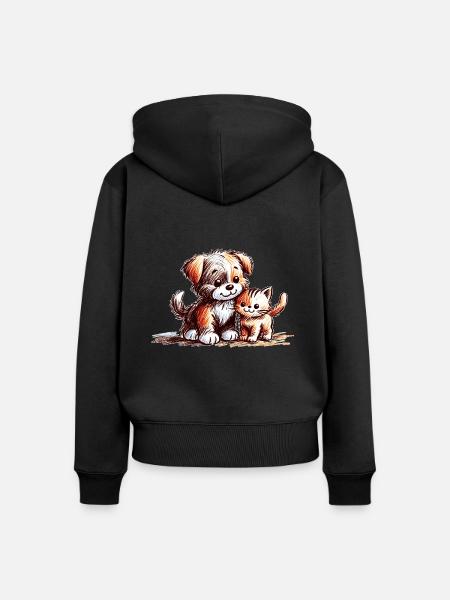 Freunde - Frauen Premium Bio Zip Hoodie - Schwarz