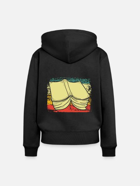 Bücher - Frauen Premium Bio Zip Hoodie - Schwarz