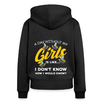Bienenstock Imkerei Bienen Honig Imker - Frauen Premium Bio Zip Hoodie - Schwarz - Hinten - Julia (174cm)