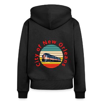 City of New Orleans - Frauen Premium Bio Zip Hoodie - Schwarz - Hinten - Julia (174cm)