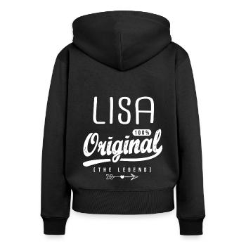 Lisa ORIGINAL personnalisé prénom lisa - Sweat à capuche zippé Premium bio Femme - noir - Dos - Julia (174cm)