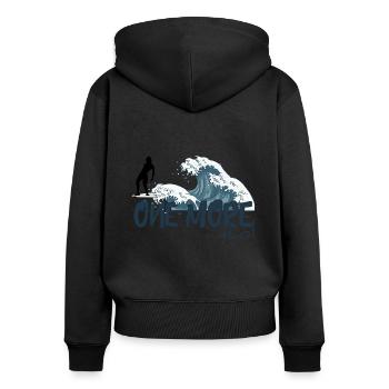 One More Wave Tho! Japanische Welle Surfer Vibes - Frauen Premium Bio Zip Hoodie - Schwarz - Hinten - Julia (174cm)