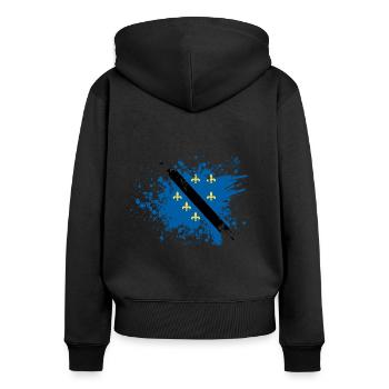 Bosnien bosnisches retro Design - Frauen Premium Bio Zip Hoodie - Schwarz - Hinten - Julia (174cm)