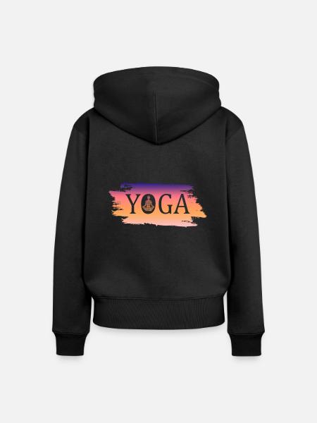 Yoga Namaste - Frauen Premium Bio Zip Hoodie - Schwarz
