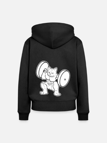 Fitness Fitnesstrainer Fitnessstudio - Frauen Premium Bio Zip Hoodie - Schwarz