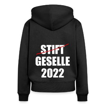 Gesellenbrief Abschluss Stift Geselle 2022 - Frauen Premium Bio Zip Hoodie - Schwarz - Hinten - Julia (174cm)